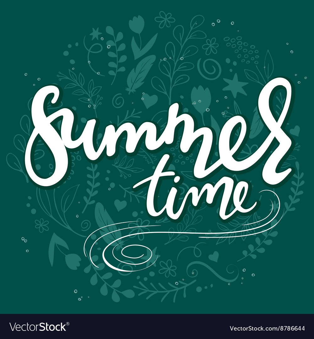 Hand Drawn Lettering Text Summer Time Royalty Free Vector