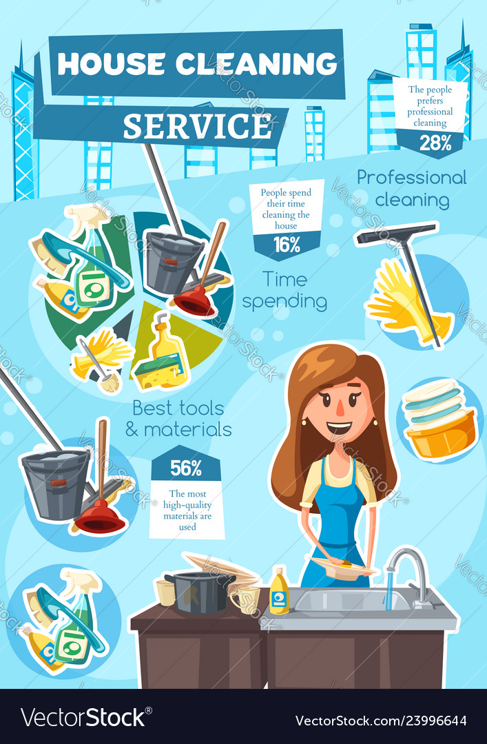 House Cleaning Service Infographic Charts Vector Image