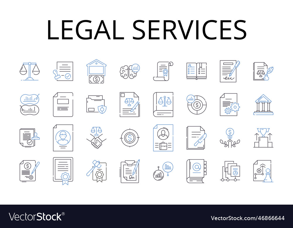 Legal services line icons collection legal aid Vector Image