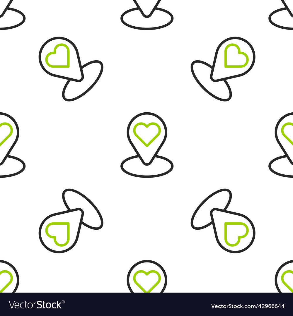 Line map pointer with heart icon isolated seamless vector image Line map pointer with heart icon isolated seamless