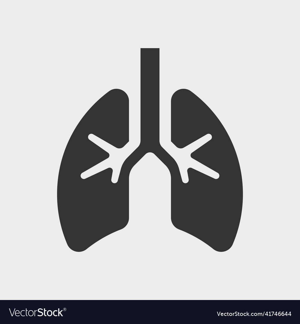 Lungs simple black and white icon Royalty Free Vector Image