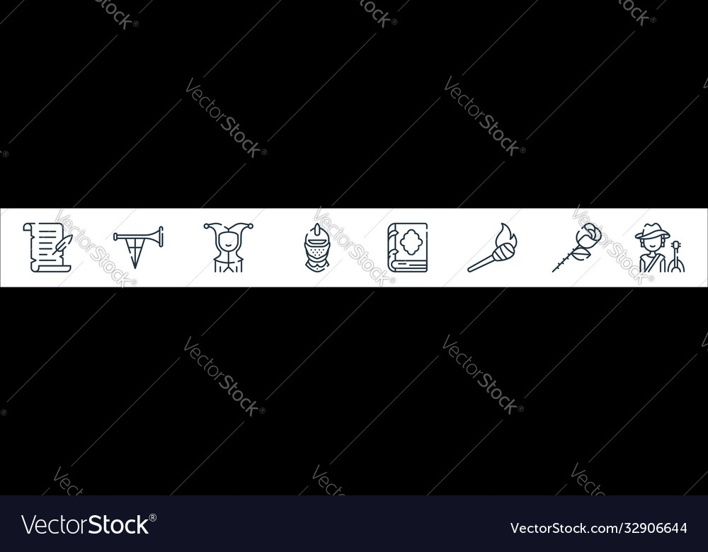 Medieval times line icons linear set quality