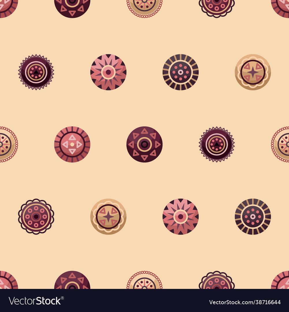 Seamless pattern with boho geometrical round