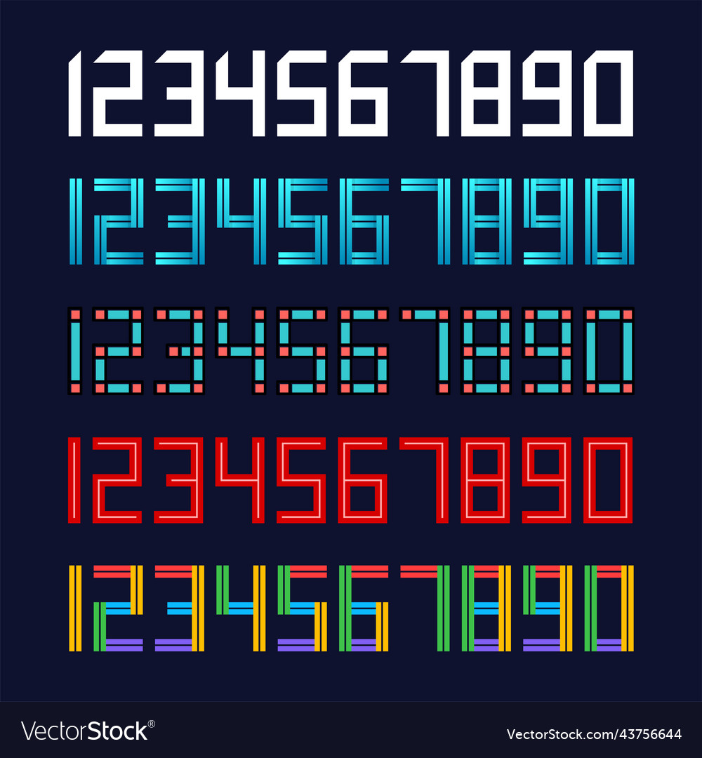 Set 5 geometric font line digital effect design