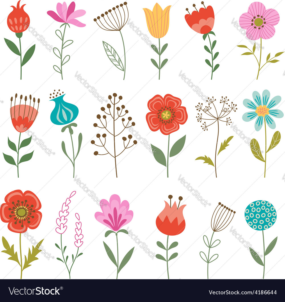 Set flowers Royalty Free Vector Image - VectorStock