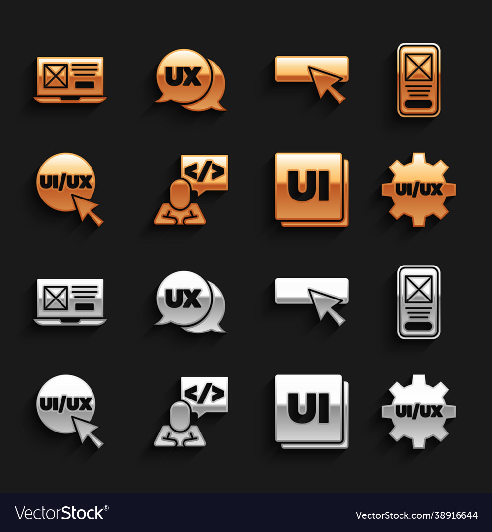 Set front end development ui or ux design vector image Set front end development ui or ux design