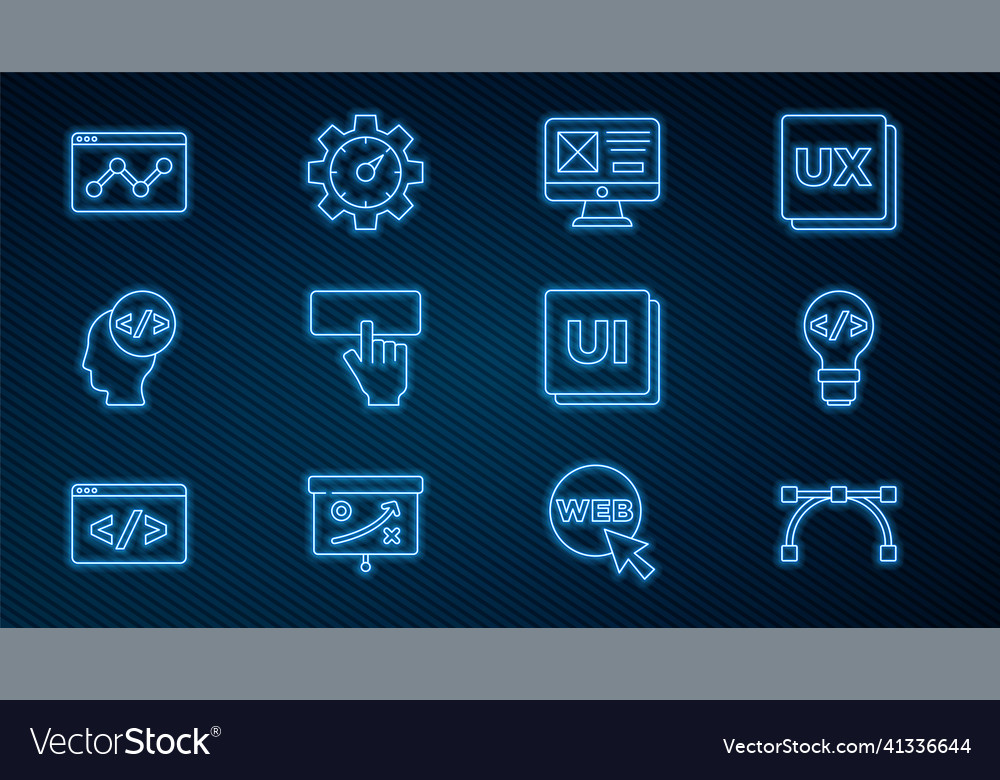 Set line bezier curve front end development ui vector image Set line bezier curve front end development ui