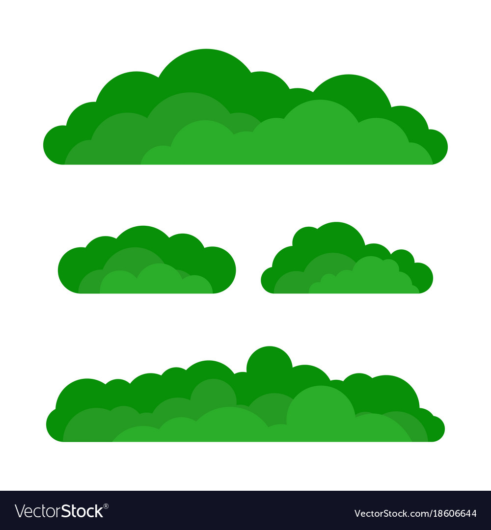 Set of cartoon green bushes Royalty Free Vector Image