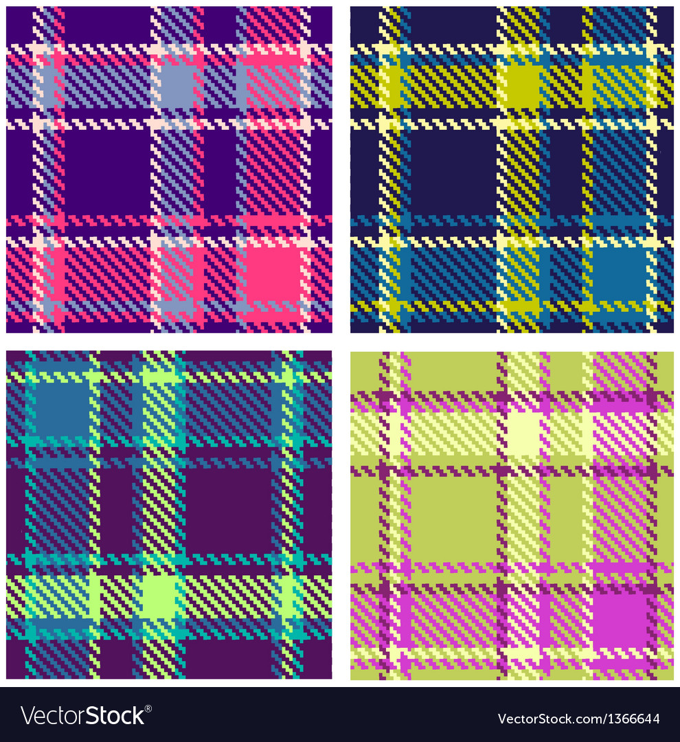 Set of seamless checkered plaid pattern Royalty Free Vector