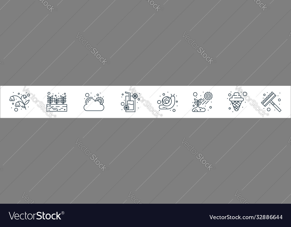 Spring line icons linear set quality vector image Spring line icons linear set quality