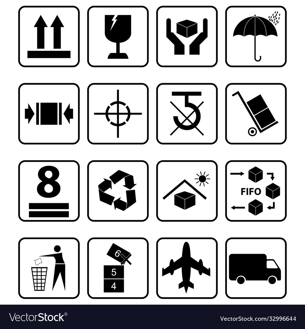 Symbols set packing shipping icons Royalty Free Vector Image