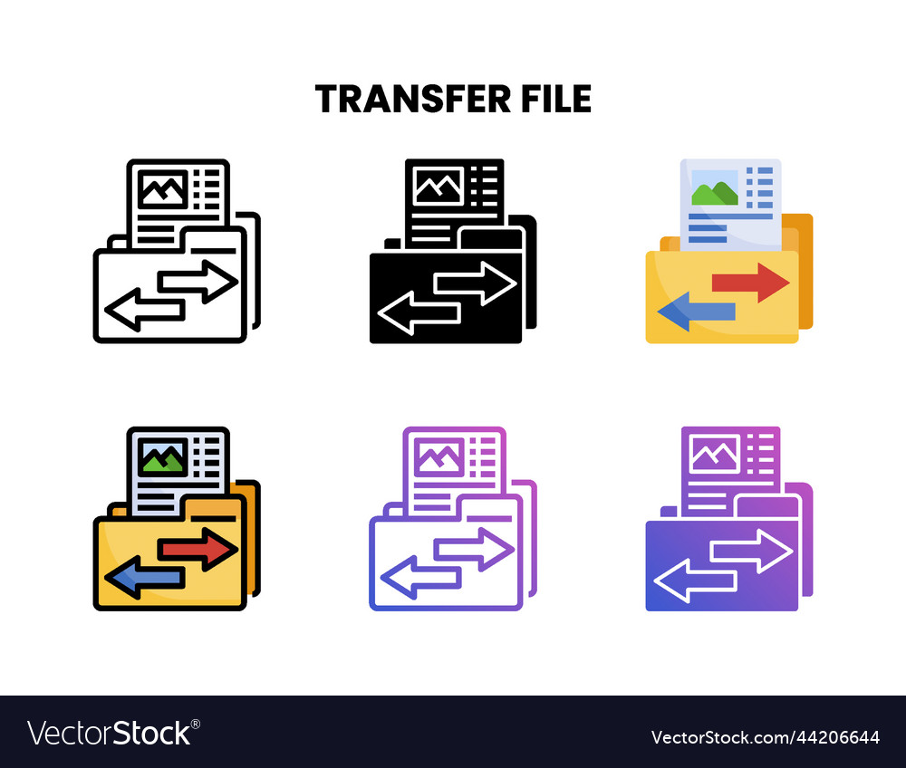 Transfer icon set with different styles Vector Image Transfer icon set with different styles