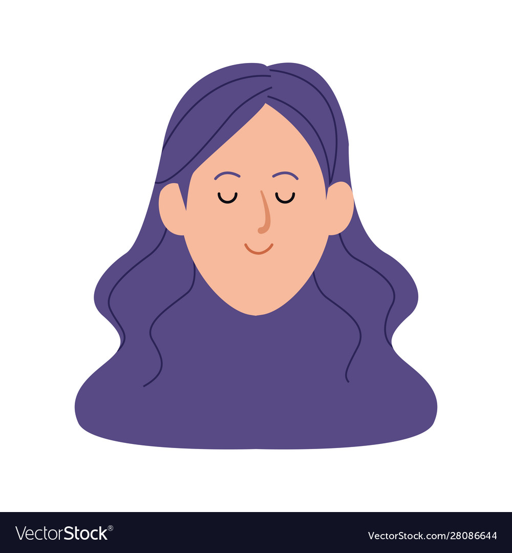 Woman face with long hair flat design Royalty Free Vector