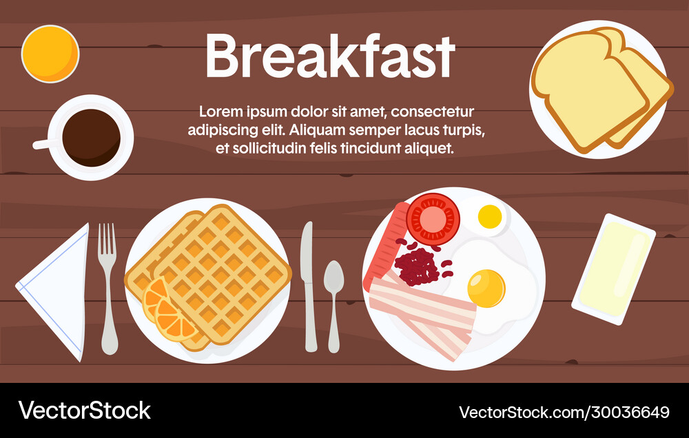 Breakfast table Royalty Free Vector Image - VectorStock