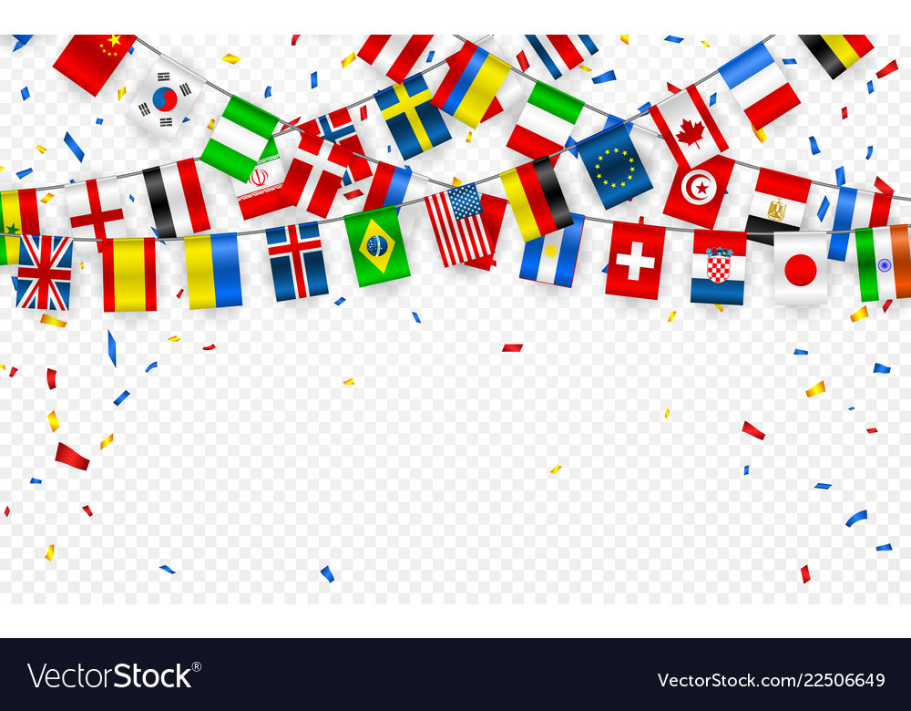 Colorful Flags Garland Of Different Countries Of Vector Image