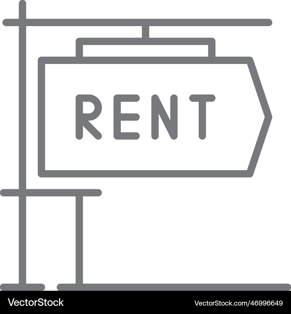 For rent board real estate icon with black Vector Image
