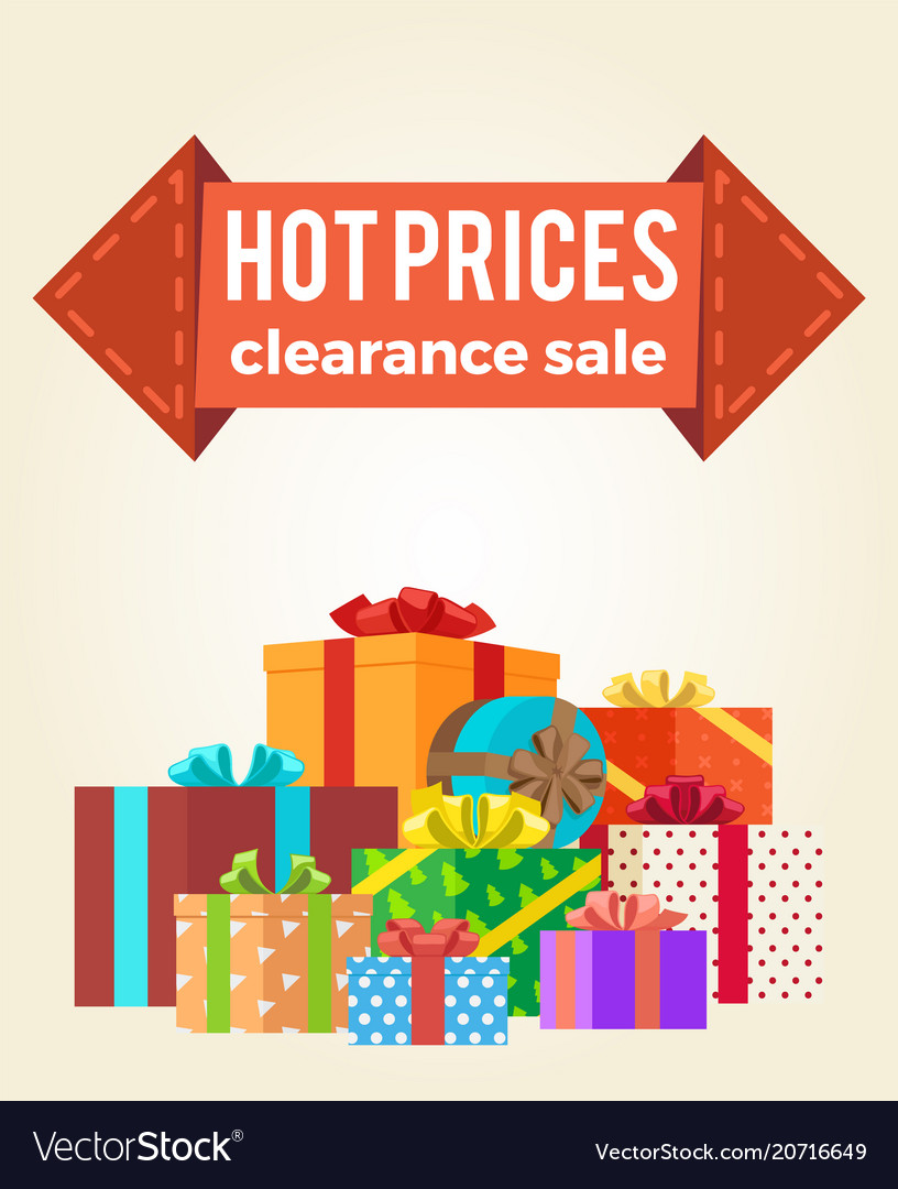 Hot prices discounts clearance sale arrow label