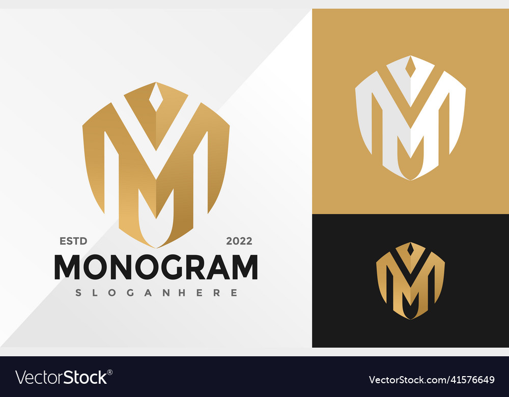 Letter m shield luxury logo design