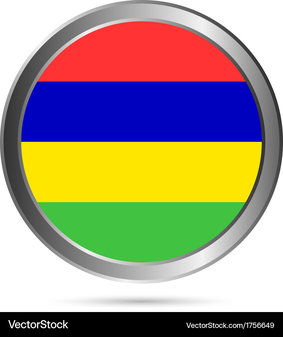Mauritius flag button Royalty Free Vector Image
