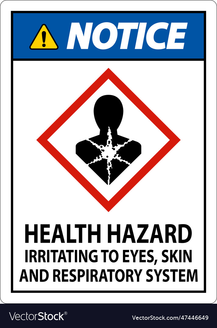 Notice health hazard ghs sign on white background vector image Notice health hazard ghs sign on white background