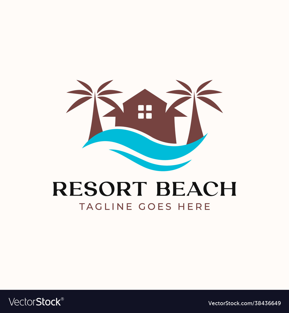 Palm Resort Logo Template Isolated In White Vector Image