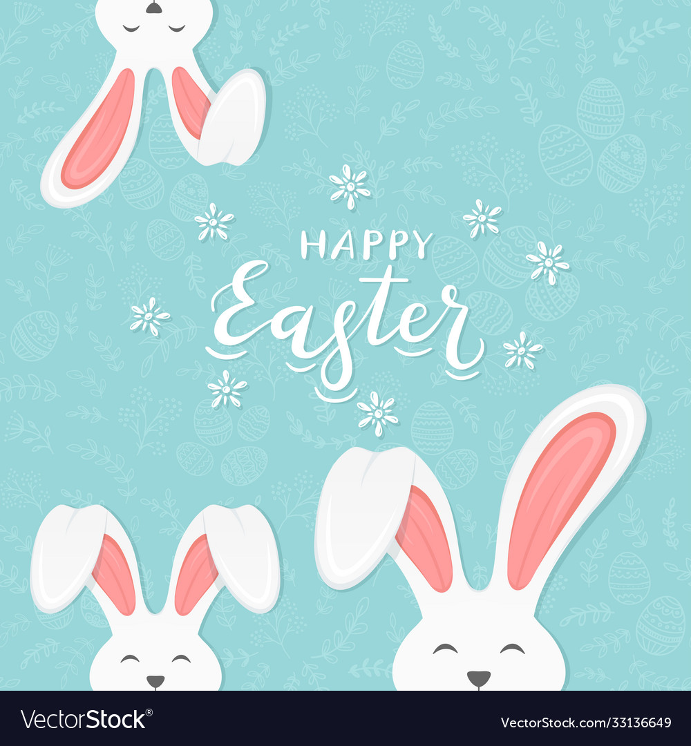 Rabbit ears on blue background with pattern