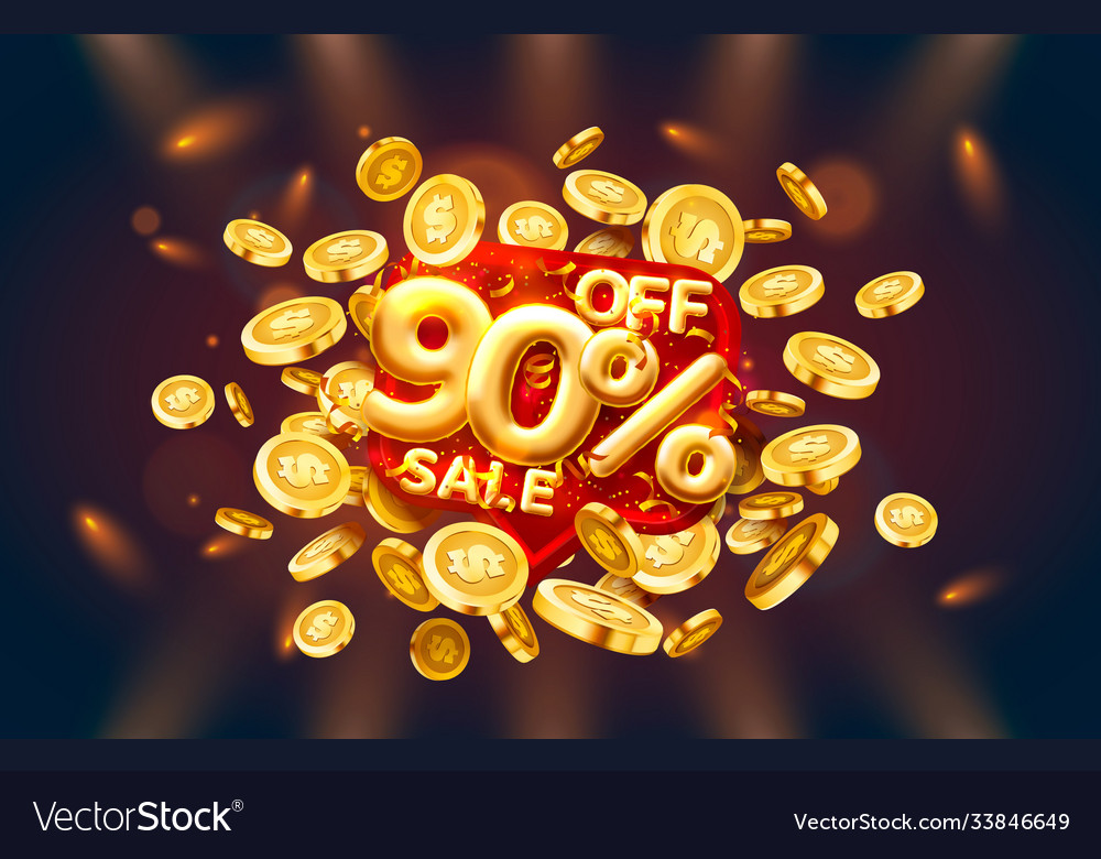 Sale 90 off balloon number on red background