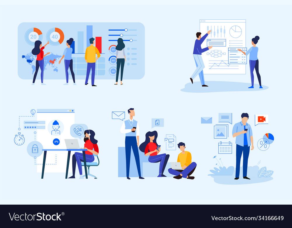 Set business people concepts Royalty Free Vector Image