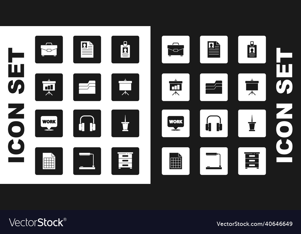Set identification badge document folder vector image Set identification badge document folder