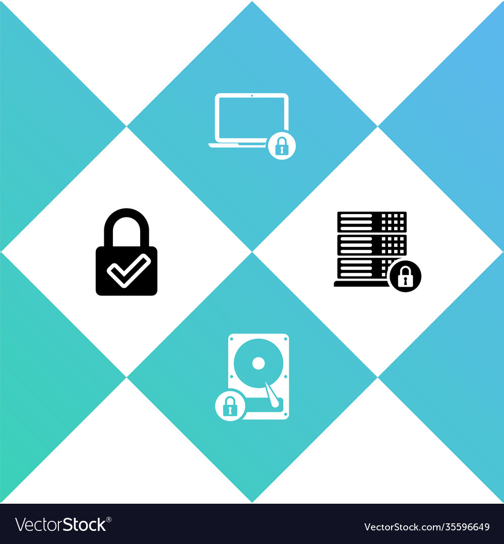 Set lock and check mark hard disk drive vector image Set lock and check mark hard disk drive