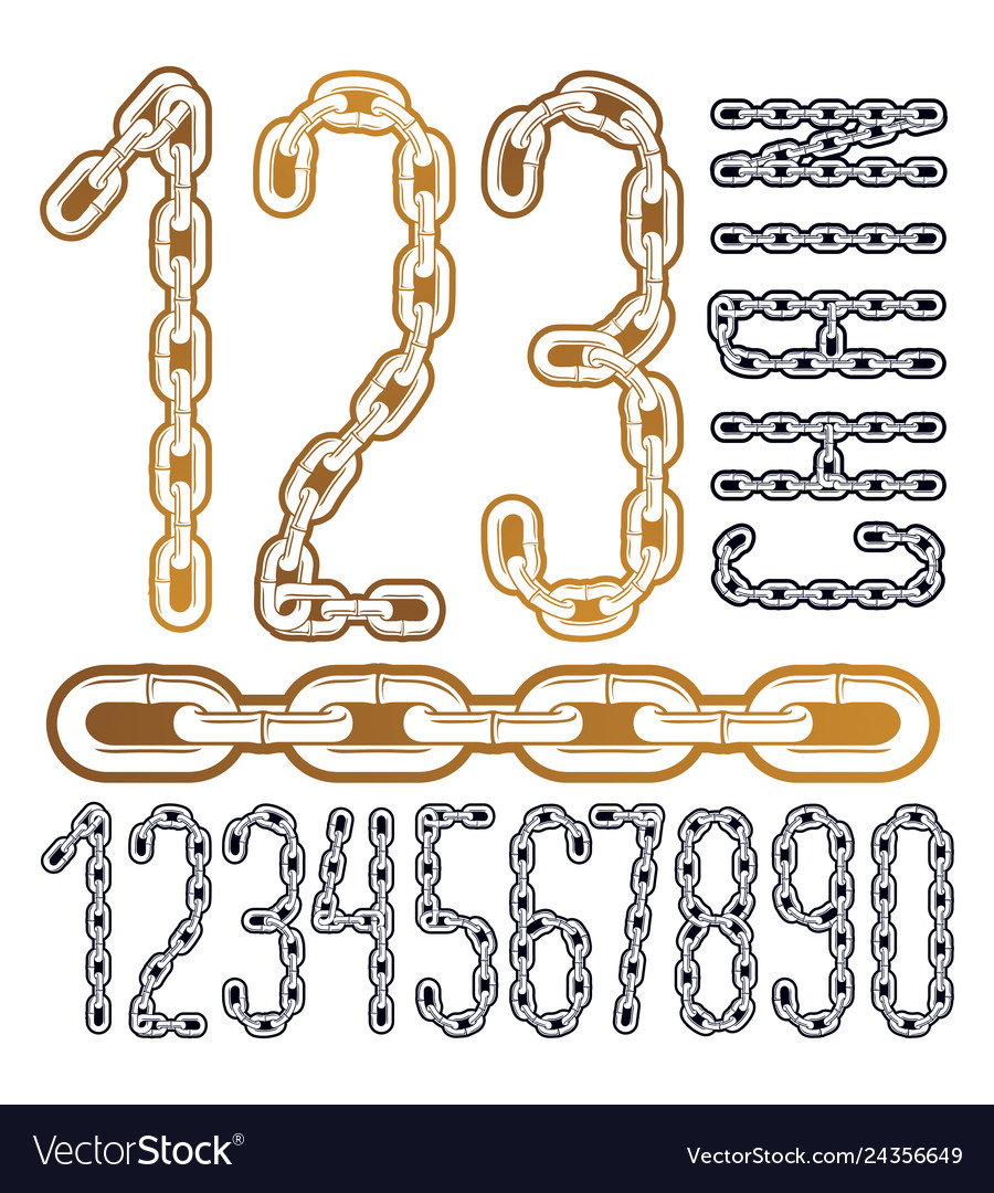 Set of numbers from 0 to 9 cool numerals for use vector image Set of numbers from 0 to 9 cool numerals for use