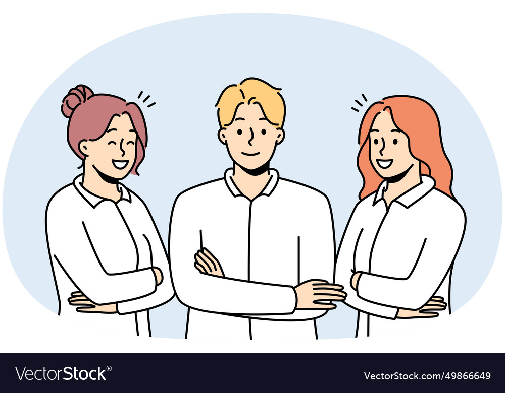 Smiling group of professional posing together Vector Image