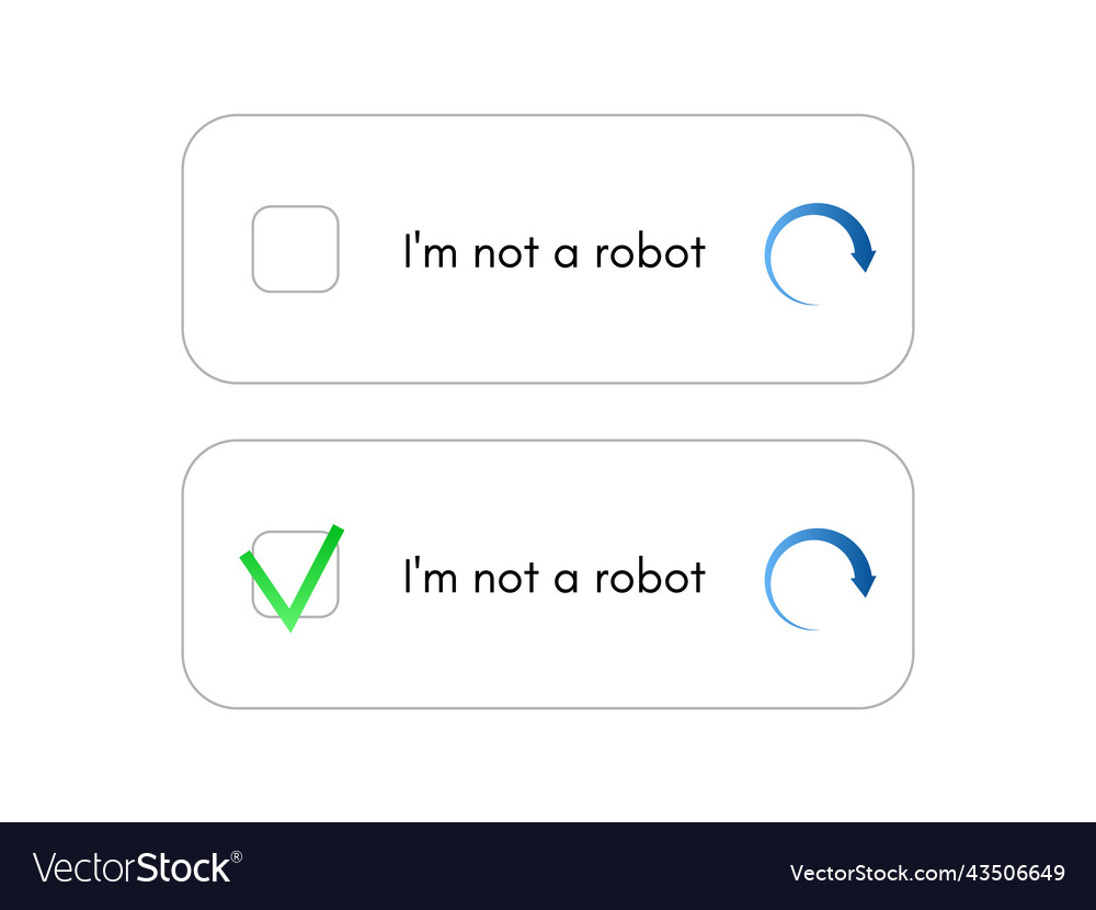 Template for entering captcha im not a robot vector image Template for entering captcha im not a robot