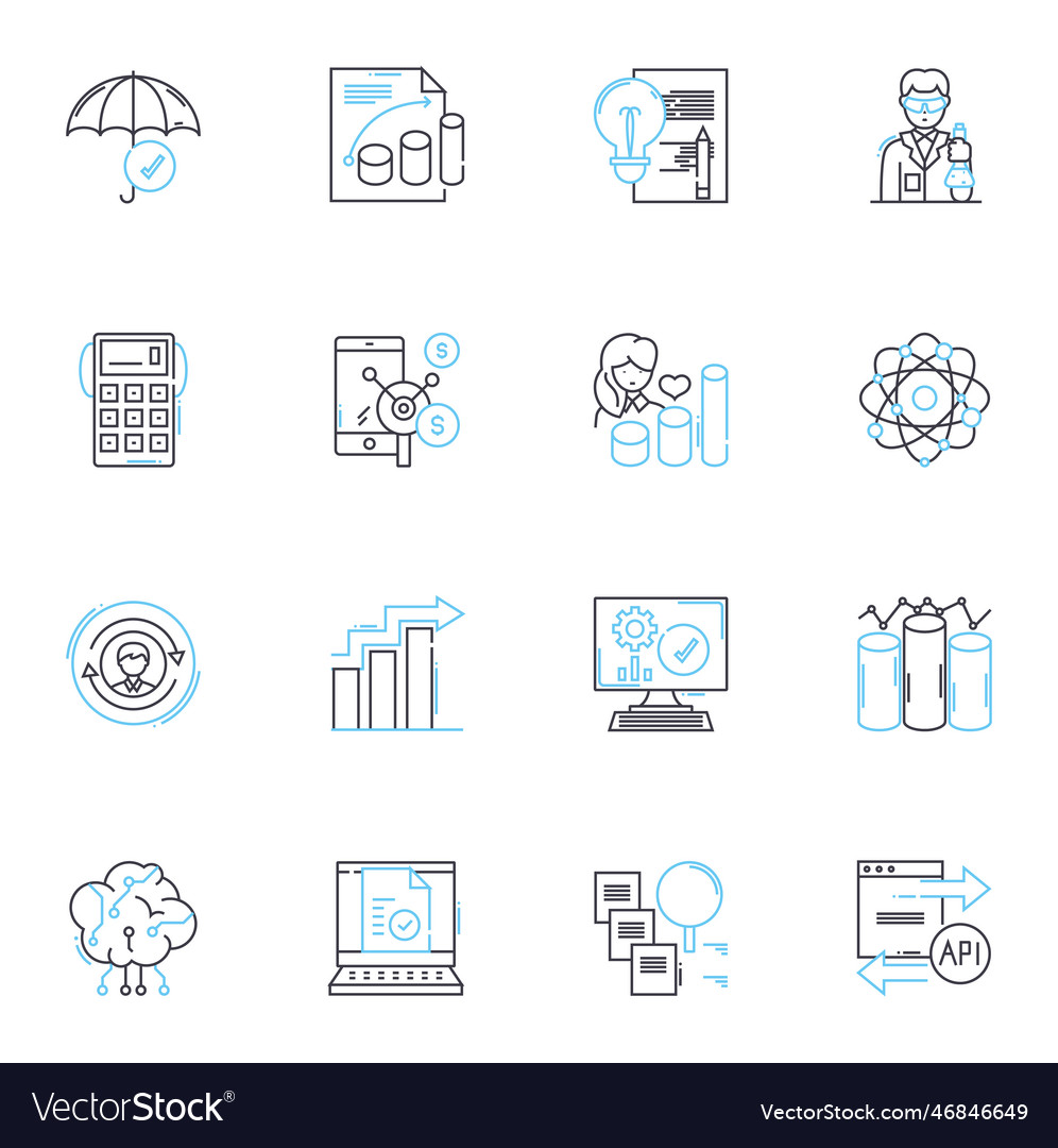 Testing and experimentation linear icons set vector image Testing and experimentation linear icons set