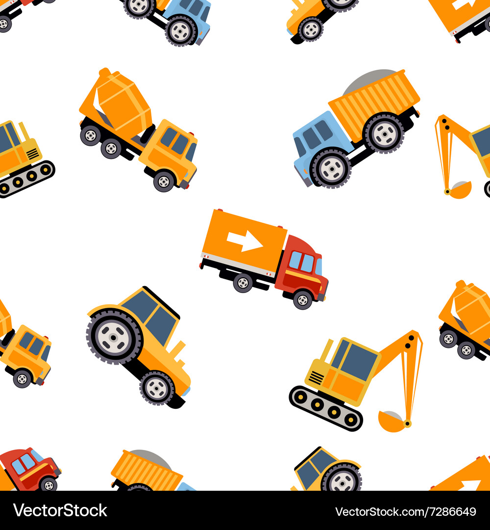 Work Trucks Seamless Pattern Royalty Free Vector Image