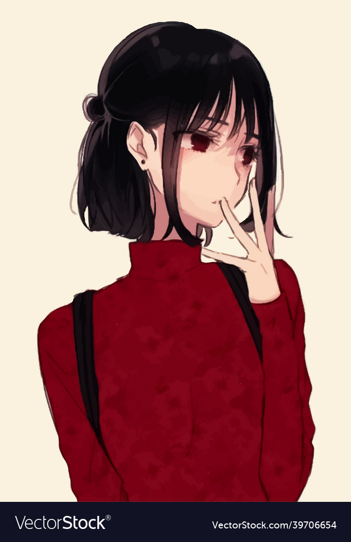 anime girl with long black hair