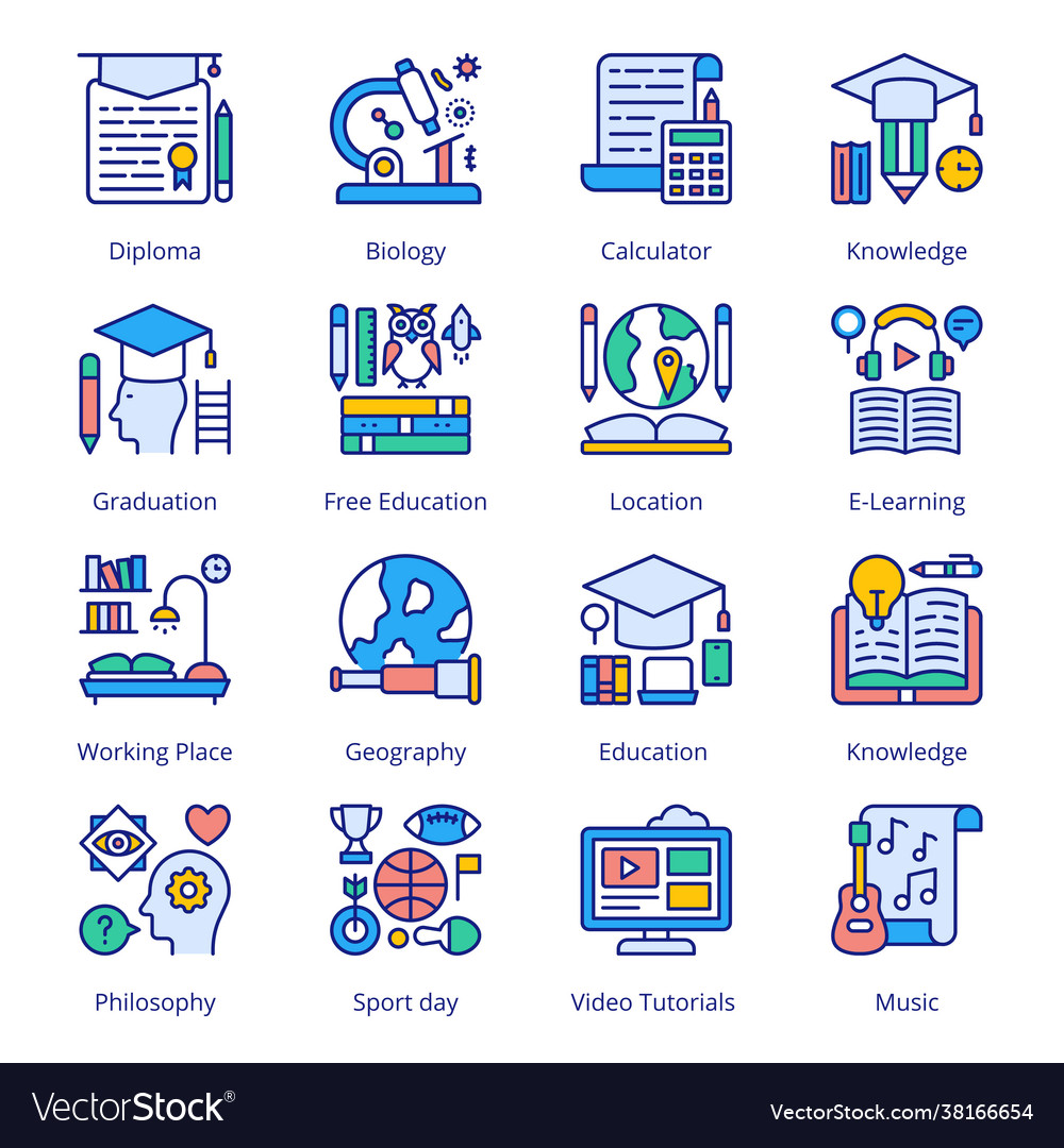 Back to school filled icons - stroked