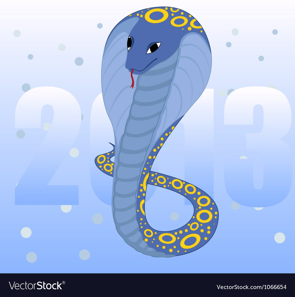 Vector illustration of stylized snake cobra on the dark blue abstract  background. Stock Vector