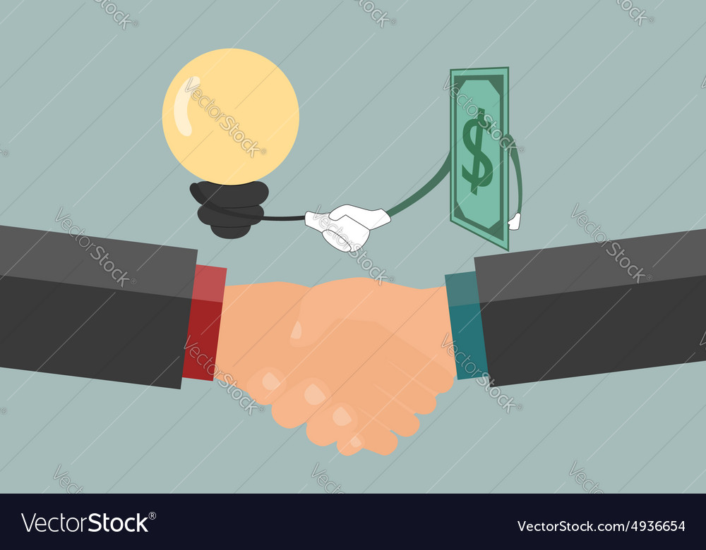 Businessman Handshake Exchange Money And Idea Vector Image