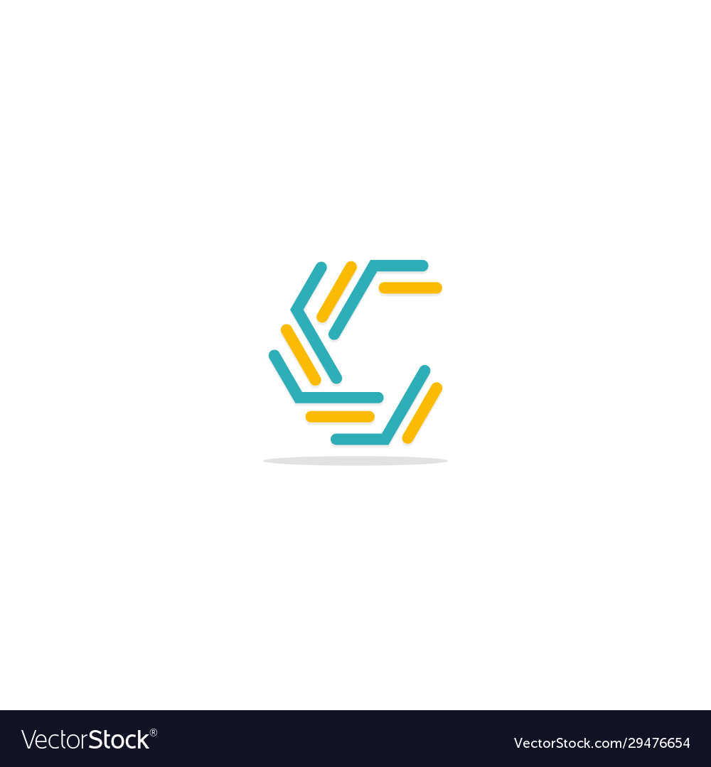 C initial shape line colored logo