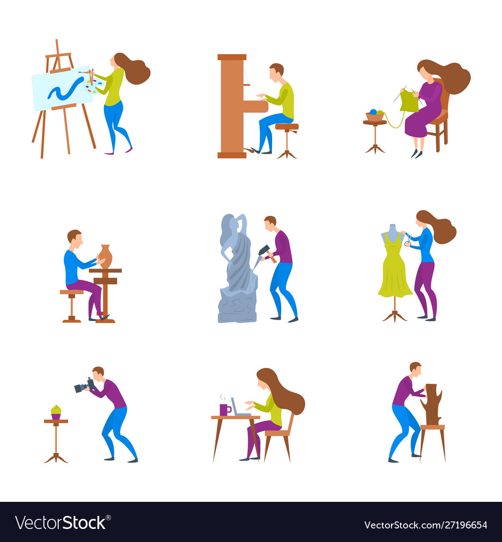 Cartoon Farbcharaktere Menschen und Kunst vector image Cartoon Farbcharaktere Menschen und Kunst