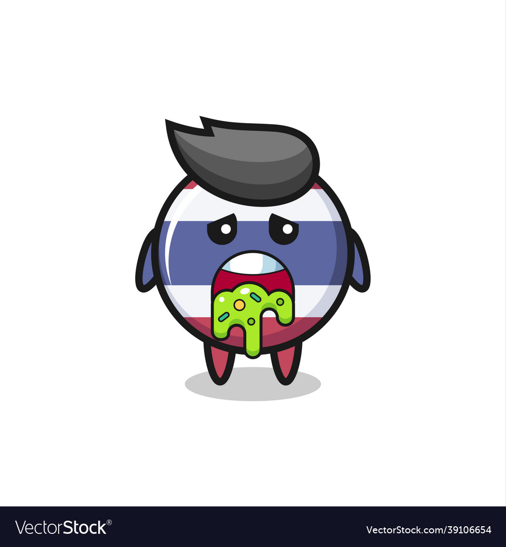 Cute thailand flag badge character with puke