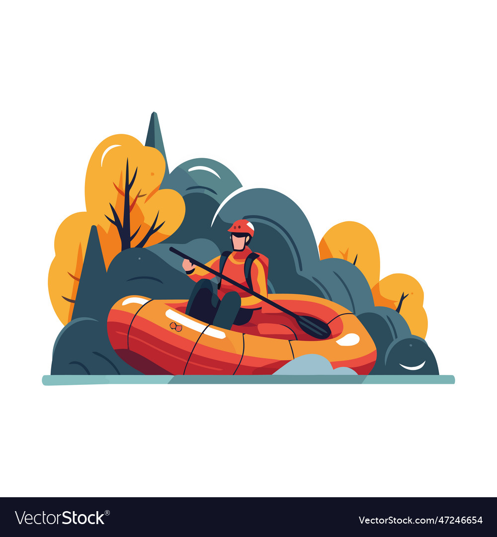 Man canoeing in nature landscape