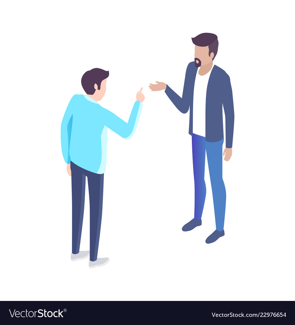 People analyst and manager have discussion cartoon