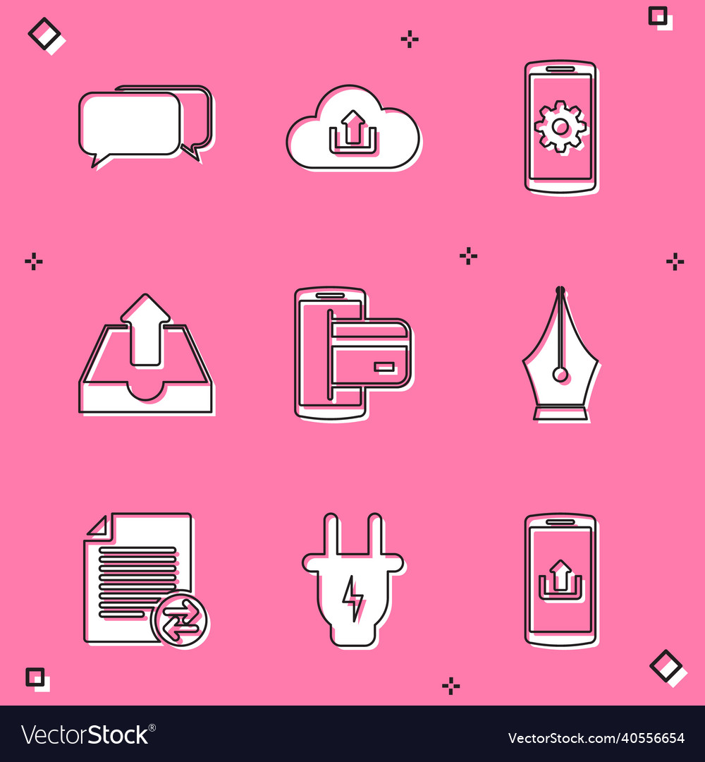 Set chat cloud upload setting on smartphone vector image Set chat cloud upload setting on smartphone