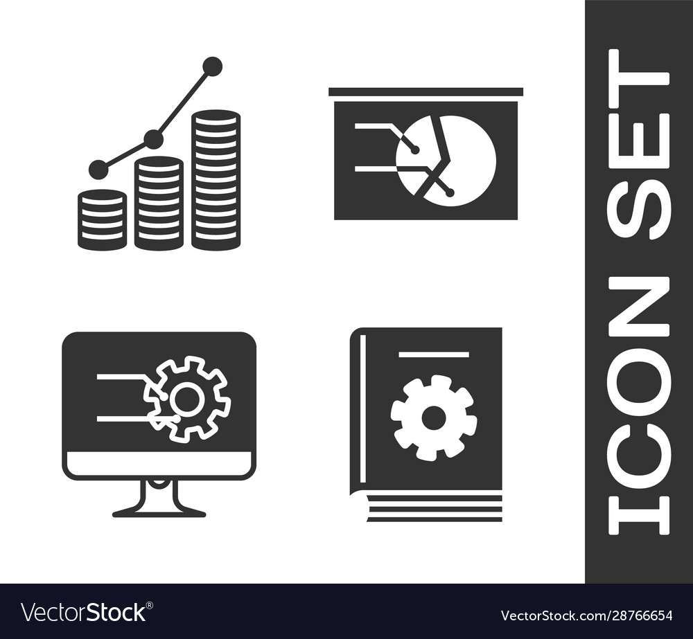 Set user manual pie chart infographic and coin