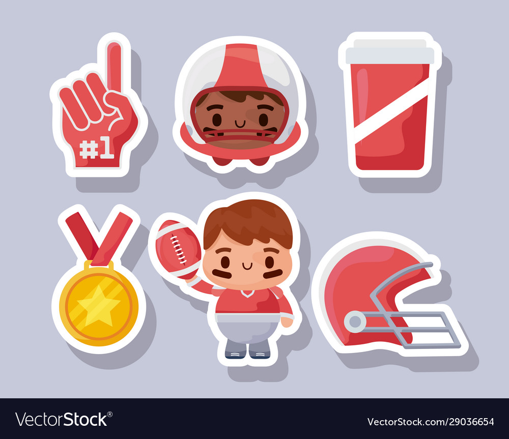 Super bowl icon set stickers design