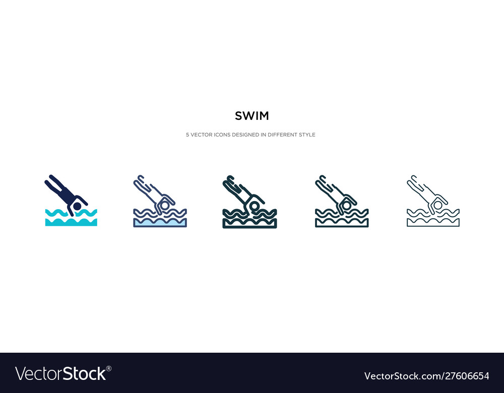 Swim icon in different style two colored
