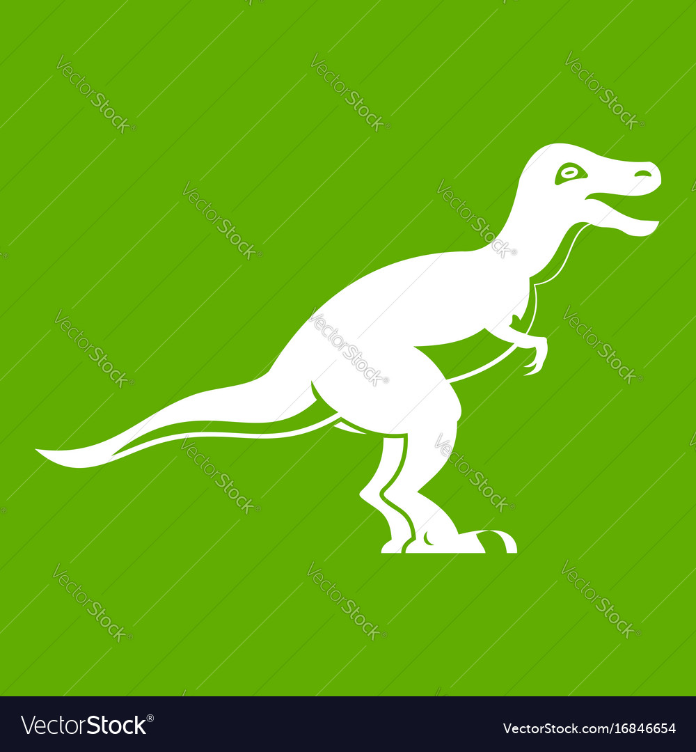 Theropod dinosaur icon green Royalty Free Vector Image