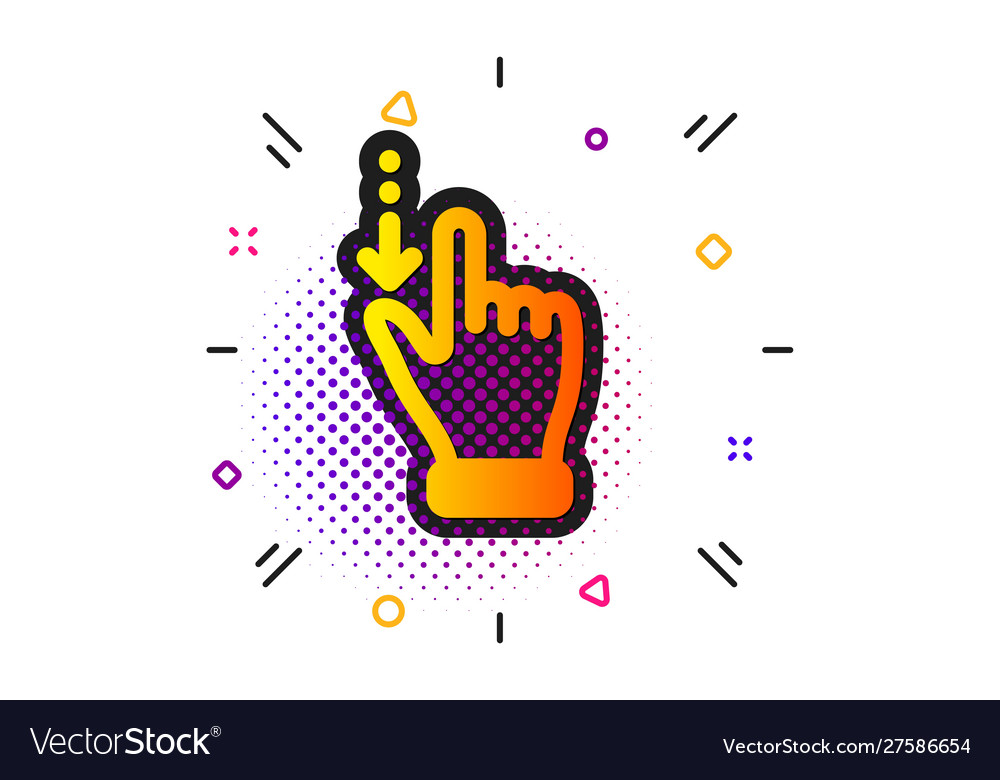 Touchscreen gesture icon slide down arrow sign